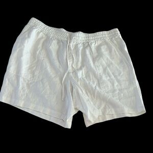 Lands End High Rise White Linen Utility Pull On Shorts, White, Size 1X, NWOT